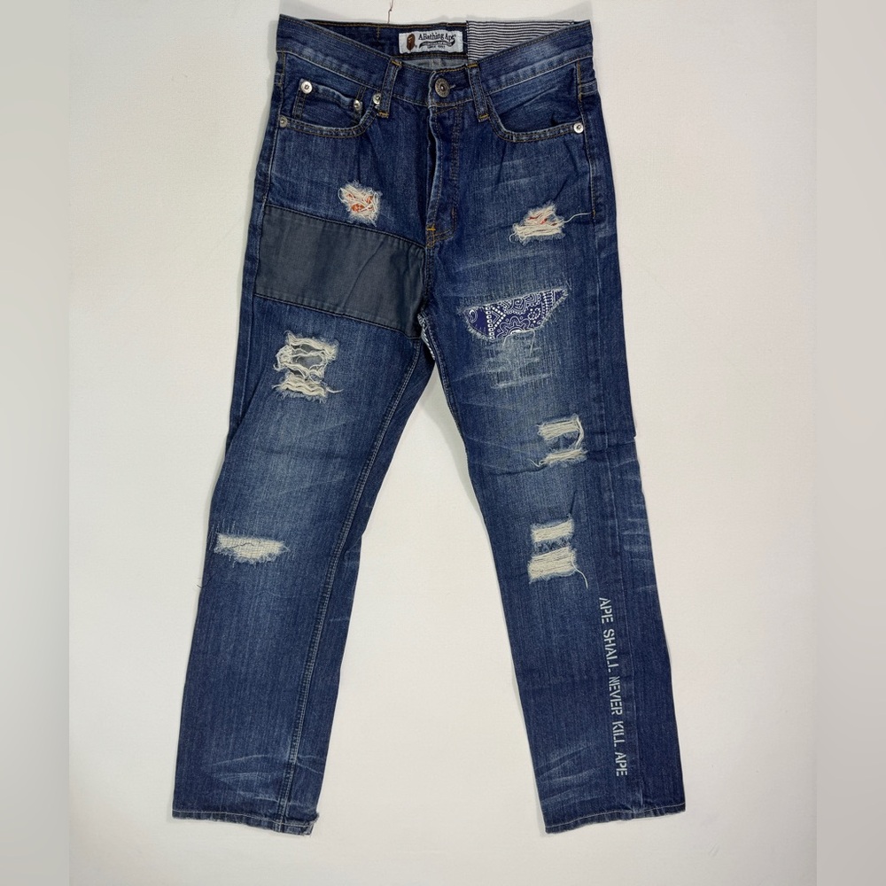 BAPE A Bathing Ape Mens Small 29 (28x30) jeans bandana distressed never kill